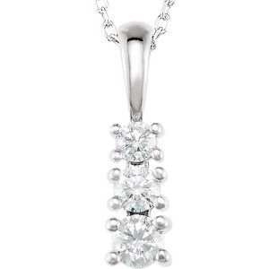 14K White 1/3 CTW Natural Diamond Graduated 18" Necklace 21624:60003:P