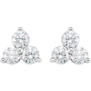 14K Yellow 5/8 CTW Natural Diamond Three-Stone Stud Earrings