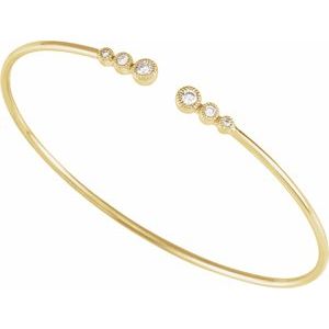 14K Yellow 1/4 CTW Natural Diamond Cuff 7" Bracelet