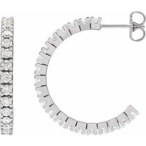 14K White 27.7 mm 2 CTW Natural Diamond Hoop Earrings