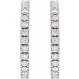 14K White 27.7 mm 2 CTW Natural Diamond Hoop Earrings