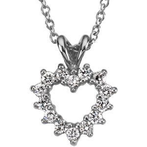 Platinum 1/5 CTW Natural Diamond Heart 18" Necklace