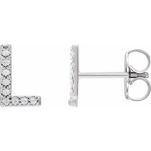 Sterling Silver .04 CTW Natural Diamond Initial L Earring