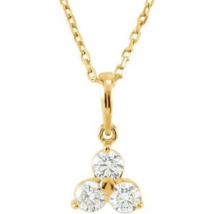 14K Yellow 1/2 CTW Diamond Three-Stone 18" Necklace