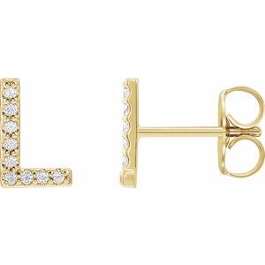 14K Yellow .04 CTW Natural Diamond Initial L Earring