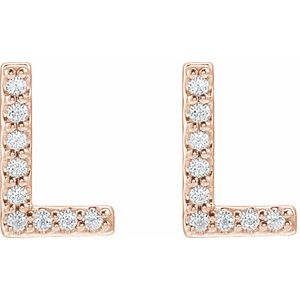 14K Rose .04 CTW Natural Diamond Initial L Earring