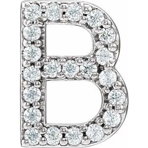 Sterling Silver .08 CTW Natural Diamond Initial B Earring