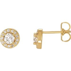 14K Yellow 3/8 CTW Natural Diamond Halo-Style Earrings