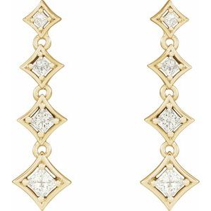 14K Yellow 3/4 CTW Natural Diamond Journey Earrings