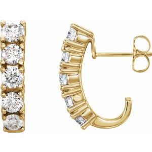 14K Yellow 1 1/2 CTW Natural Diamond Hoop Earrings