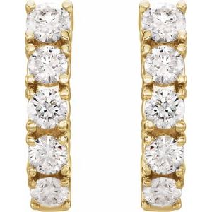 14K Yellow 1 1/2 CTW Natural Diamond Hoop Earrings