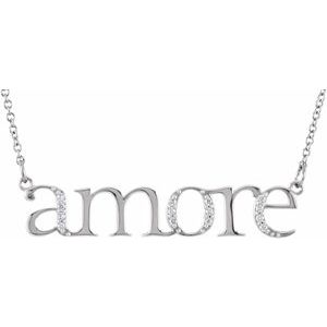 14K Rose .05 CTW Natural Diamond Amore 16.5" Necklace