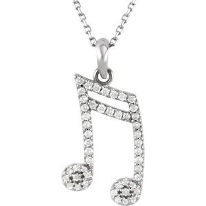 14K White 1/5 CTW Natural Diamond Double Sixteenth Note 16" Necklace