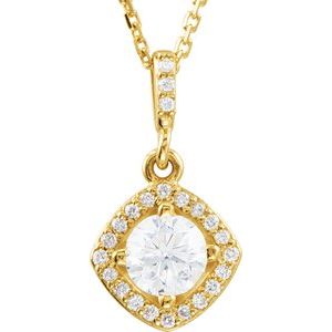 14K Yellow 3/8 CTW Natural Diamond Halo-Style 18" Necklace