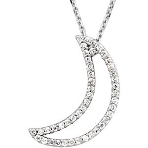 14K Yellow 1/5 CTW Natural Diamond Crescent Moon 16" Necklace