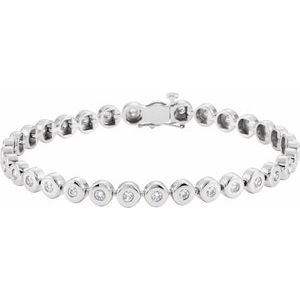 14K White 2 CTW Natural Diamond Bezel-Set Line 7" Bracelet