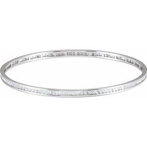 14K White 2 1/4 CTW Natural Diamond Stackable Bangle 8" Bracelet