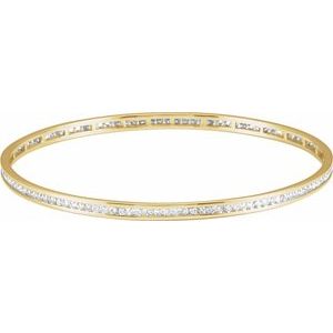 14K Yellow  2 1/4 CTW Natural Diamond Stackable Bangle 8" Bracelet