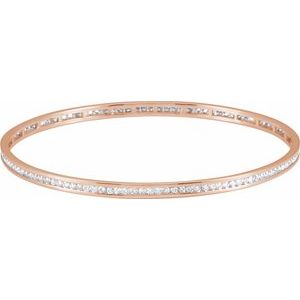 14K Rose 2 1/4 CTW Natural Diamond Stackable Bangle 8" Bracelet