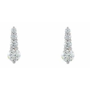 18K White 1 CTW Natural Diamond Graduated Earrings