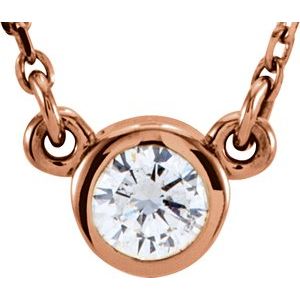 14K Rose 1/2 CT Natural Diamond Solitaire 18" Necklace