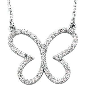 14K Yellow 1/4 CTW Natural Diamond Butterfly 16" Necklace