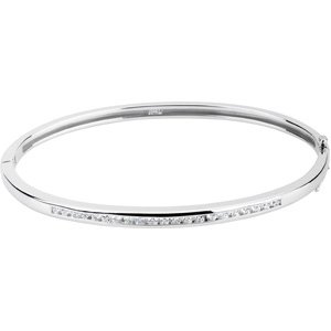 14K White 1/2 CTW Natural Diamond Bangle 6 1/2" Bracelet