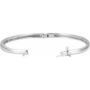 14K White 1/2 CTW Natural Diamond Bangle 6 1/2" Bracelet