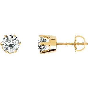 14K Yellow 2 CTW Natural Diamond 6-Prong Stud Earrings