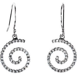 14K White 1/3 CTW Natural Diamond Swirl Earrings