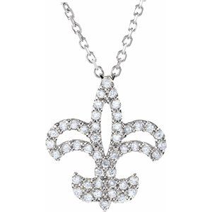 14K Yellow 1/6 CTW Natural Diamond Fleur De Lis 16" Necklace