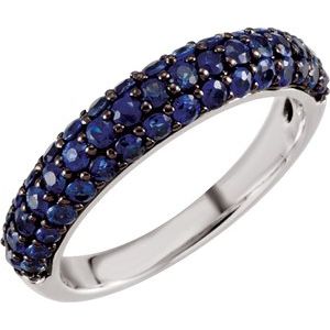 14K White Natural Blue Sapphire Ring 651524:100:P