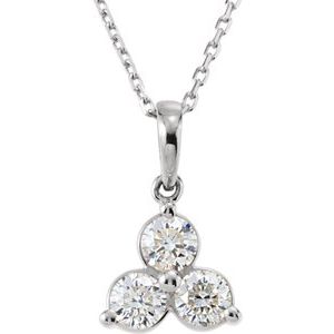 14K Yellow 1/3 CTW Diamond Three-Stone 18" Necklace