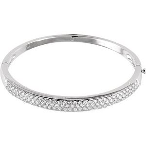 14K White 3 CTW Natural Diamond PavÃ© Bangle 7" Bracelet