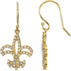 14K White 1/2 CTW Natural Diamond Fleur-de-Lis Earrings