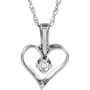 14K Rose .03 CTW Natural Diamond Heart 18" Necklace