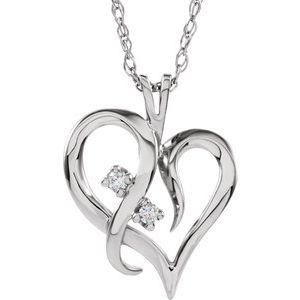 14K White .03 CTW Natural Diamond Heart 18" Necklace