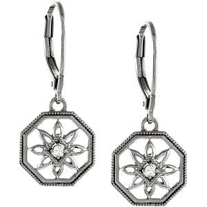 14K White .04 CTW Natural Diamond Filigree Earrings