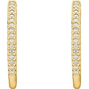 14K Yellow 3/4 CTW Natural Diamond Inside-Outside 26.7 mm Hoop Earrings