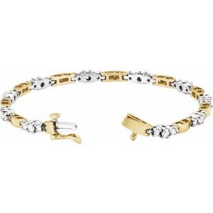 14K Yellow/White 1 3/4 CTW Natural Diamond Line 7" Bracelet