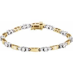 14K Yellow/White 1 3/4 CTW Natural Diamond Line 7" Bracelet