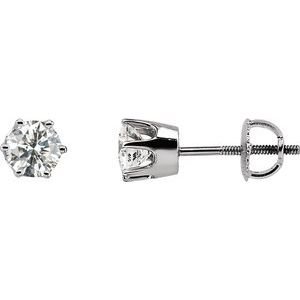 14K White 1/5 CTW Natural Diamond 6-Prong Stud Earrings