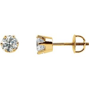 14K Yellow 1 CTW Natural Diamond 6-Prong Stud Earrings