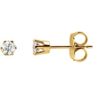 14K Yellow 1/5 CTW Natural Diamond 6-Prong Stud Earrings