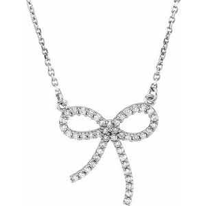 14K Rose 1/5 CTW Natural Diamond Bow 16" Necklace