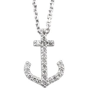 14K Yellow .08 CTW Natural Diamond Anchor 16" Necklace