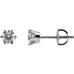 14K White 3/4 CTW Natural Diamond 6-Prong Stud Earrings