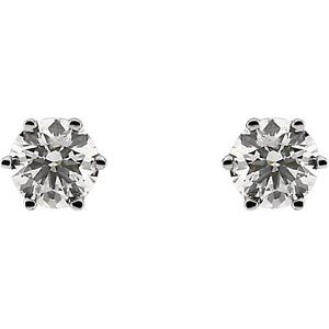 14K White 3/4 CTW Natural Diamond 6-Prong Stud Earrings