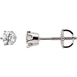 14K White 1/2 CTW Natural Diamond 6-Prong Stud Earrings