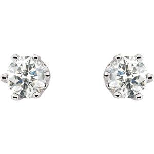 14K White 1/2 CTW Natural Diamond 6-Prong Stud Earrings